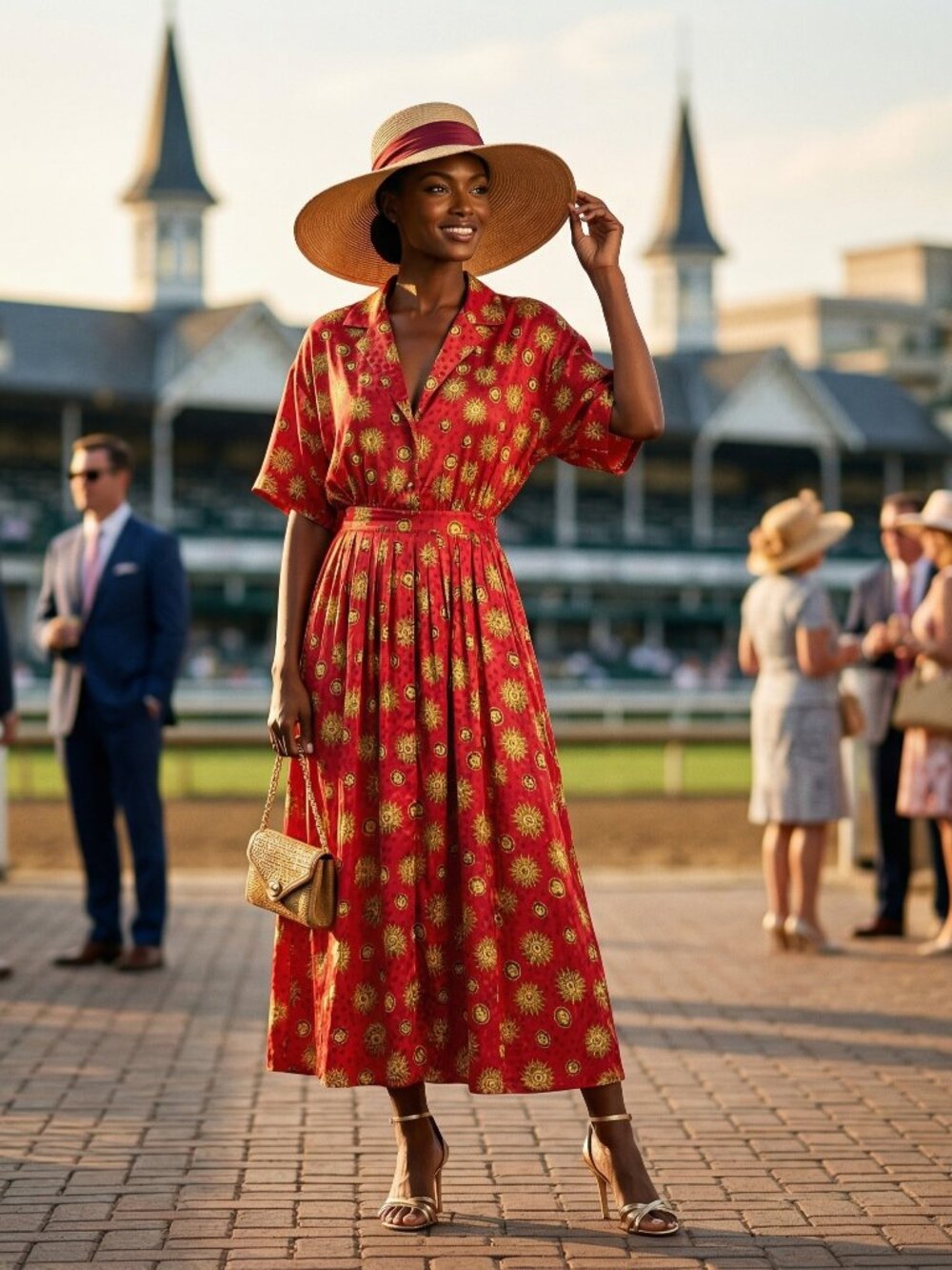 NWT Vintage Kentucky Derby Midi Dress 100% Silk